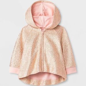 Cat & Jack' Glitter Hoodie Peach 0-3m, Pink